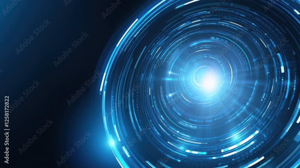Blue Background with Circular Patterns and Lines, Banner Template with White Space for Text. Geometric Minimalist Wallpaper with Copy Space on Blue Background. Stylish Modern Wallpaper. Blue Background with Circular Patterns and Lines, Banner Template with White Space for Text. Geometric Minimalist Wallpaper with Copy Space on Blue Background. Stylish Modern Wallpaper.