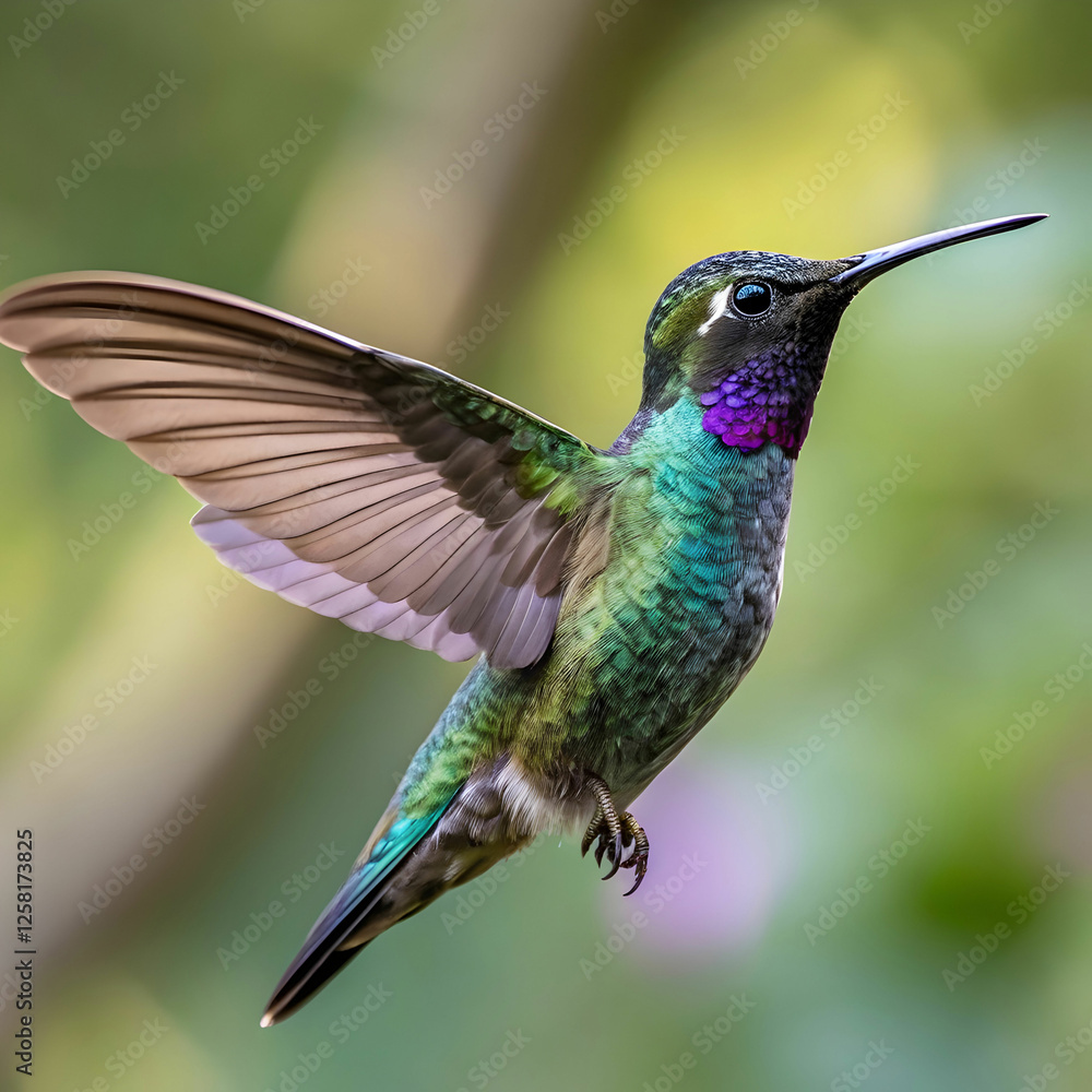 Fototapeta premium flying photorealistic hummingbird front view