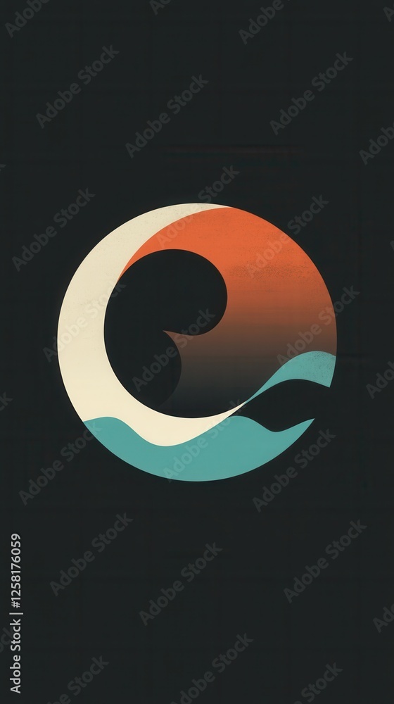 Minimalist Geometric Logo, Moon and Sun Design in Earthy Tones Minimalist Geometric Logo, Moon and Sun Design in Earthy Tones
