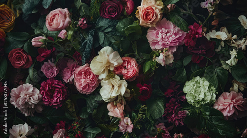 Wallpaper Mural A lush arrangement of various flowers in rich colors, creating a vibrant floral backdrop. Torontodigital.ca