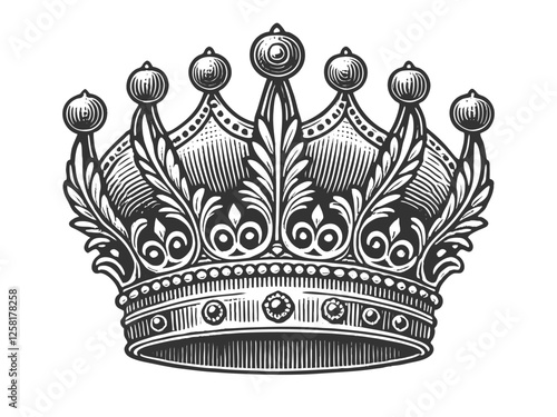 Ornate Royal Crown engraving vector illustration