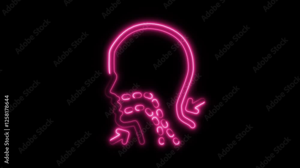 Glowing neon breathing icon isolated on black background. HD Video motion graphic animation Glowing neon breathing icon isolated on black background. HD Video motion graphic animation