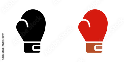 Boxing glove icons pack in black and colored version