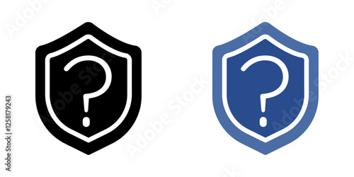 Shield interrogation icons pack in black and colored version