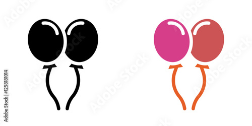 Balloons icons pack in black and colored version