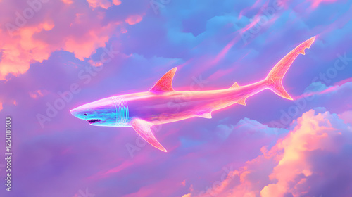 Wallpaper Mural A futuristic holographic shark swimming through the sky Torontodigital.ca
