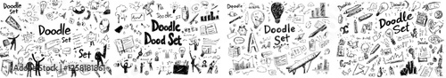 Combination of solid and line business money doodles in a modern collection set, EPS10