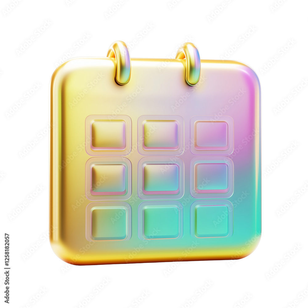 Iridescent Gold Calendar Icon 3D Render of a Shiny Monthly Planner, Transparent Background, Ai Generative Images Iridescent Gold Calendar Icon 3D Render of a Shiny Monthly Planner, Transparent Background, Ai Generative Images