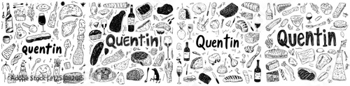 Sketch Hand Made Design Vector: Traditional Doodle Icons Restaurant Food Menu