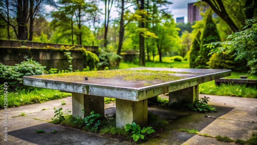 Lonely Ping Pong Table in Urban Park - Candid Cityscape Photo Lonely Ping Pong Table in Urban Park - Candid Cityscape Photo