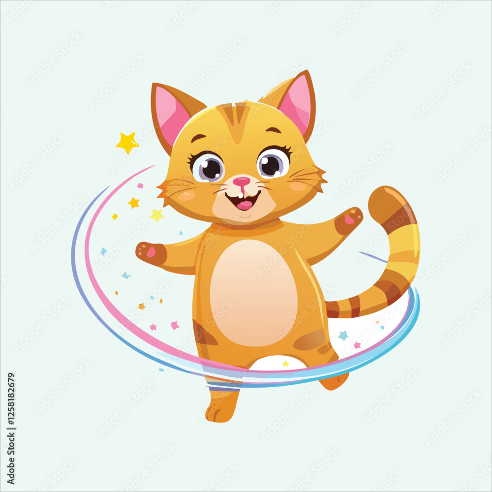 Obraz premium cat doing a cute twirl with sparkles around