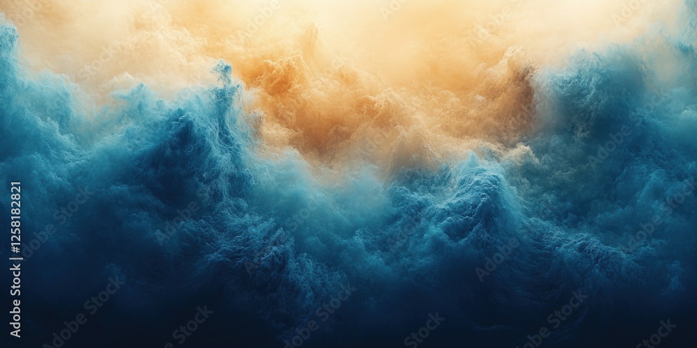 Abstract Celestial Landscape: A Symphony of Blue and Gold Abstract Celestial Landscape: A Symphony of Blue and Gold