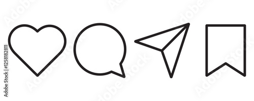 Set of generic social media user interface icons.