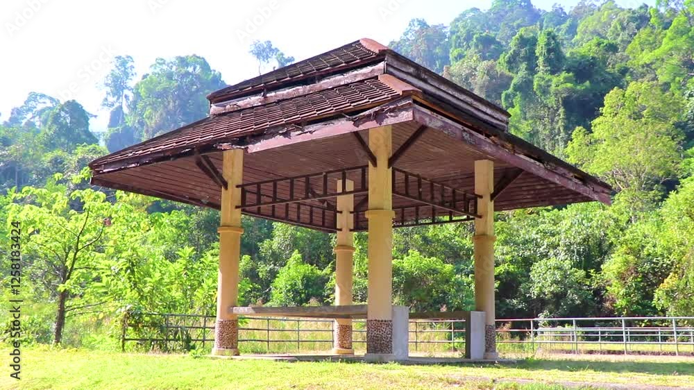 Ton Chongfa Waterfall Pergola in asian style Khao Lak Thailand. Ton Chongfa Waterfall Pergola in asian style Khao Lak Thailand.