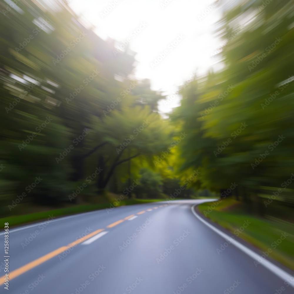 Obraz premium Road and green tree nature abstract background (blur soft light style) Bokeh light lights background bokeh abstract light bright effect shiny
