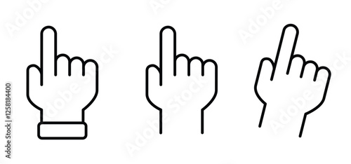 Hand cursor, click, touch here button. Pointing hand to door bell, trigger switch. Finger pressing, pushing or pointing. Hand push or pressed the button. Fingerprint, gesture scanning.