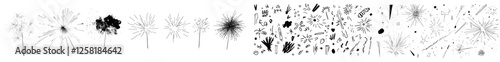 Starburst, sunburst hand drawn. Design element fireworks black rays. Comic explosion effect. Radiating, radial lines