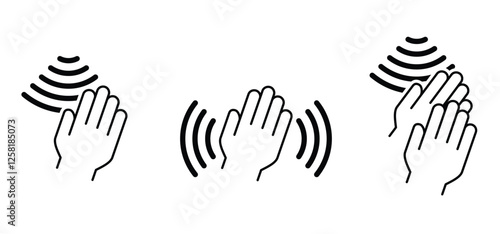 Hand sensor, motion sensor. Safety, security surveillance video camera eye, cctv alert. Attention, motion detector infrared. Radio frequency Alarm system. Сontactless, sensor waves signal. 