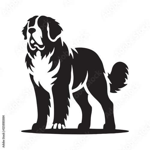 Saint Bernard silhouette highlighting its gentle and powerful build - Saint Bernard illustration - minimal Saint Bernard vector - dog silhouette
