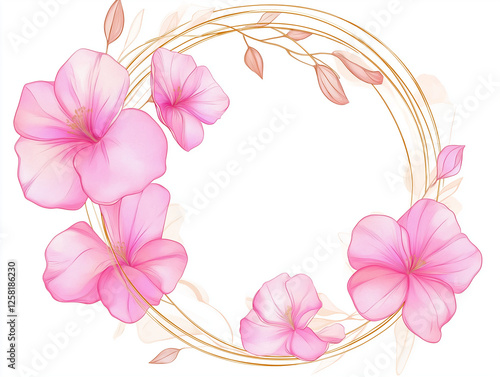 Floral frame: Elegant Floral Wreath of Pink Petunias 