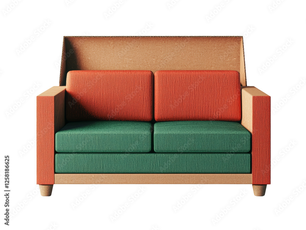 Stylish Modern Sofa with Bold Color Blocks in Orange and Green for Contemporary Living Room Decor