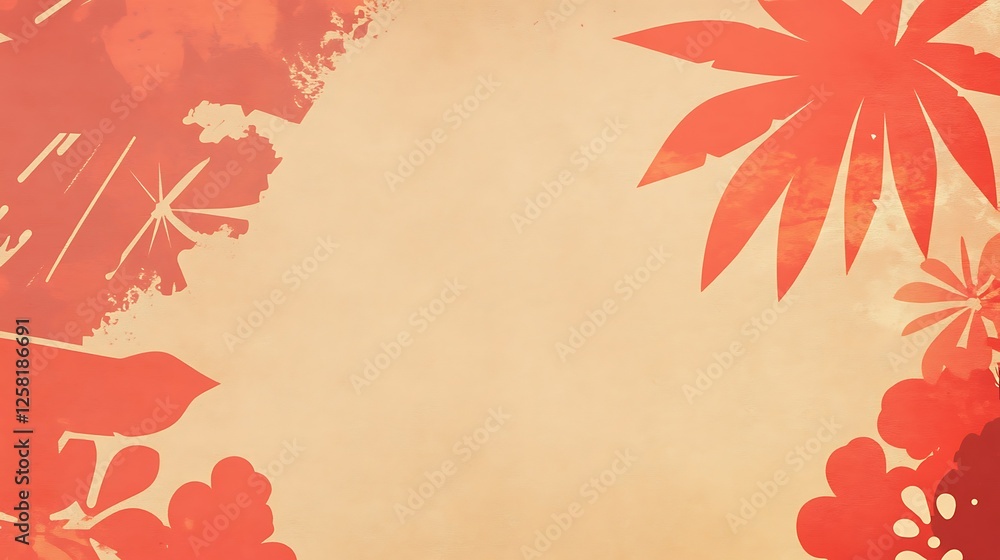 Abstract Floral Design with Coral and Beige Hues Abstract Floral Design with Coral and Beige Hues