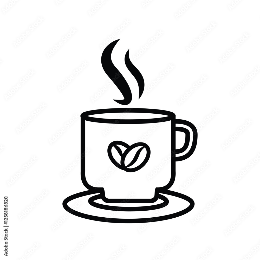Obraz premium coffee cup, icon, flat, sticker label minimalist design for digital and print projects Graphic Design Icons Making a Huge Impact on Visual Aesthetics