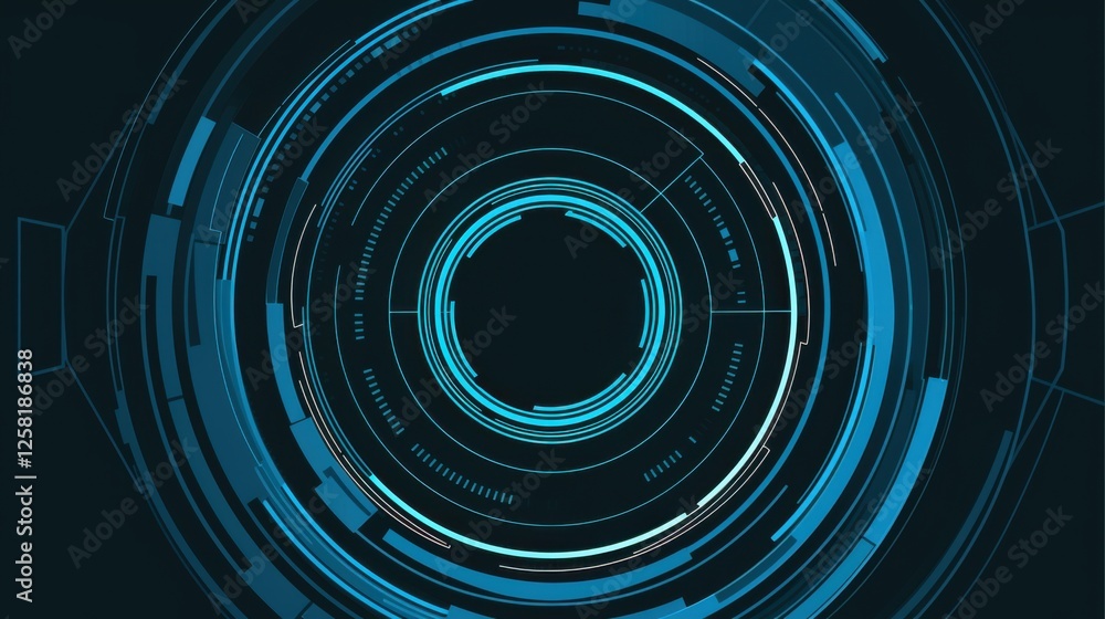 Fototapeta premium Abstract minimalist composition with concentric circles on Blue background. Featuring white space in the center for text, ideal for design templates and modern banners.