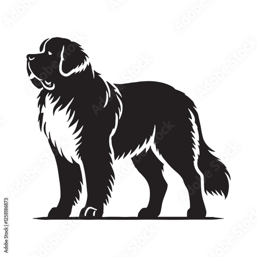 Dynamic Saint Bernard silhouette featuring a strong and confident stance - Saint Bernard illustration - minimal Saint Bernard vector - dog silhouette
