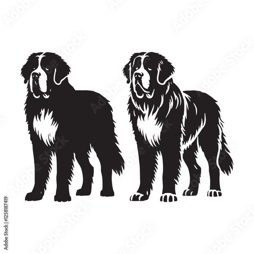 Refined Saint Bernard silhouette perfect for print and digital use - Saint Bernard illustration - minimal Saint Bernard vector - dog silhouette
