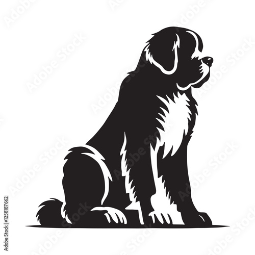 Premium Saint Bernard silhouette with strong lines and bold edges - Saint Bernard illustration - minimal Saint Bernard vector - dog silhouette
