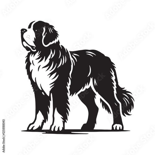 Saint Bernard silhouette featuring a loyal and powerful stance - Saint Bernard illustration - minimal Saint Bernard vector - dog silhouette
