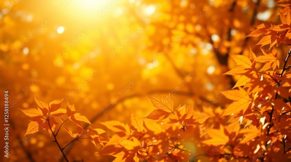 Golden Autumn Leaves Sunlight Backlit Nature Photography Golden Autumn Leaves Sunlight Backlit Nature Photography
