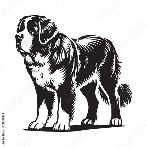 Iconic and well-crafted Saint Bernard silhouette with defined curves - Saint Bernard illustration - minimal Saint Bernard vector - dog silhouette
