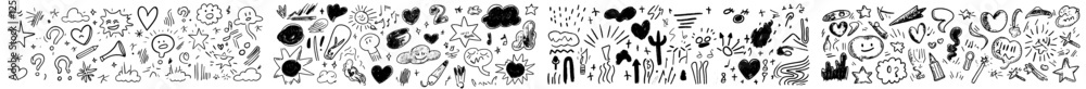 Set of anime emotion effects with hand-drawn texture, fur lines, and modern line movement Set of anime emotion effects with hand-drawn texture, fur lines, and modern line movement
