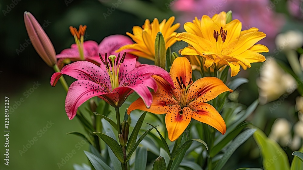 Summer Flowers in Bloom - Colorful summer flowers like daisies and lilies in full bloom, perfect for nature photography and garden designs. Summer Flowers in Bloom - Colorful summer flowers like daisies and lilies in full bloom, perfect for nature photography and garden designs.