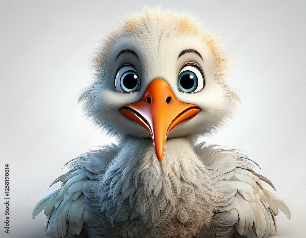 Niedlicher kleiner Storch, weißer Hintergrund Niedlicher kleiner Storch, weißer Hintergrund