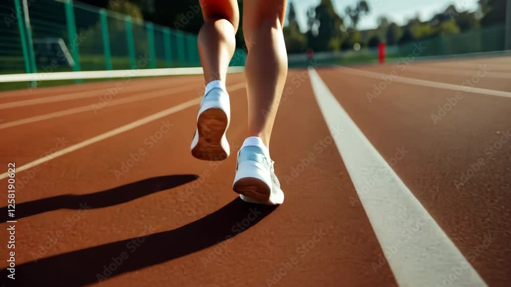 Athlete legs close up at sport stadium. Female runner prepare for jog. Jogger workout. Woman run race track athletic arena. Girl training outdoor racetrack. Sneakers closeup. Active person lifestyle. Athlete legs close up at sport stadium. Female runner prepare for jog. Jogger workout. Woman run race track athletic arena. Girl training outdoor racetrack. Sneakers closeup. Active person lifestyle.