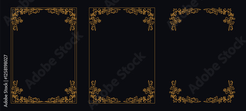 floral ornament, vector design,Set of Decorative vintage borders and frames,Gold floral ornament, Wedding and restaurant menu, photo frame floral for picture,