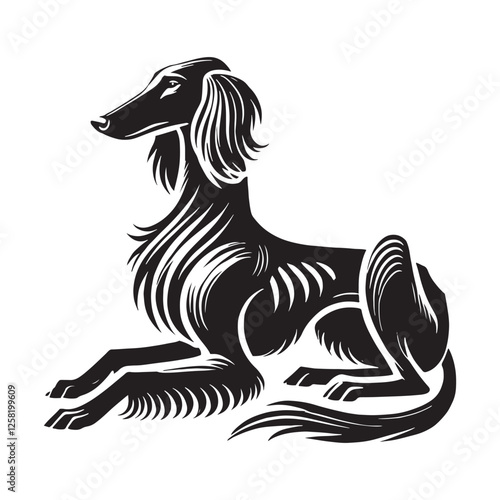 Beautiful Saluki silhouette showcasing grace and nobility - Saluki illustration - minimal Saluki vector - dog silhouette
