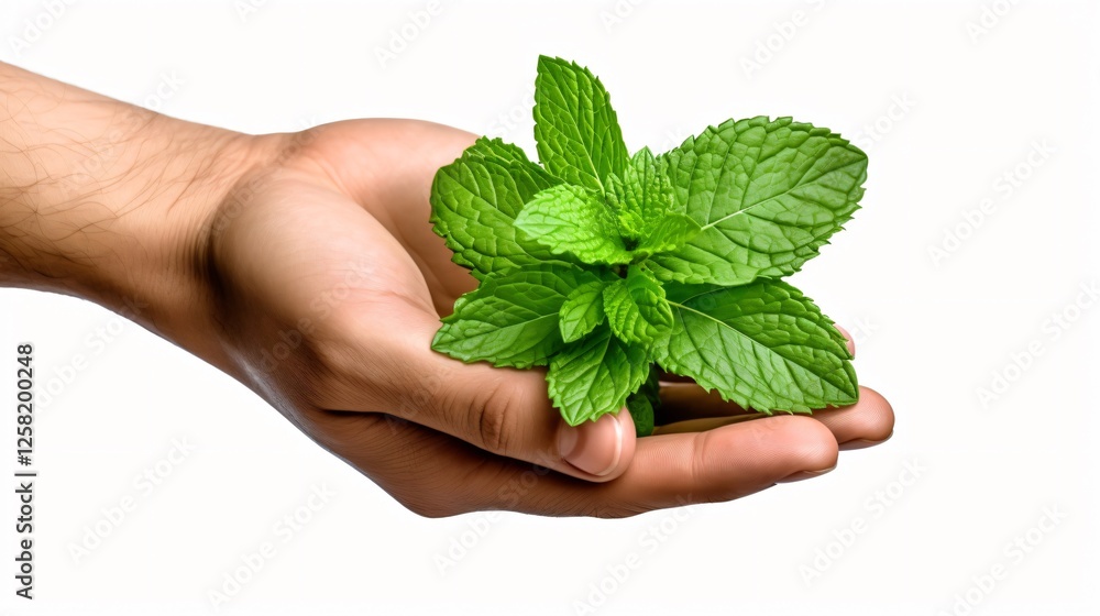 Fresh Mint Leaves Isolated on White Background Fresh Mint Leaves Isolated on White Background
