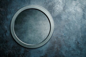 Circular metallic frame with minimalist design and blank center.