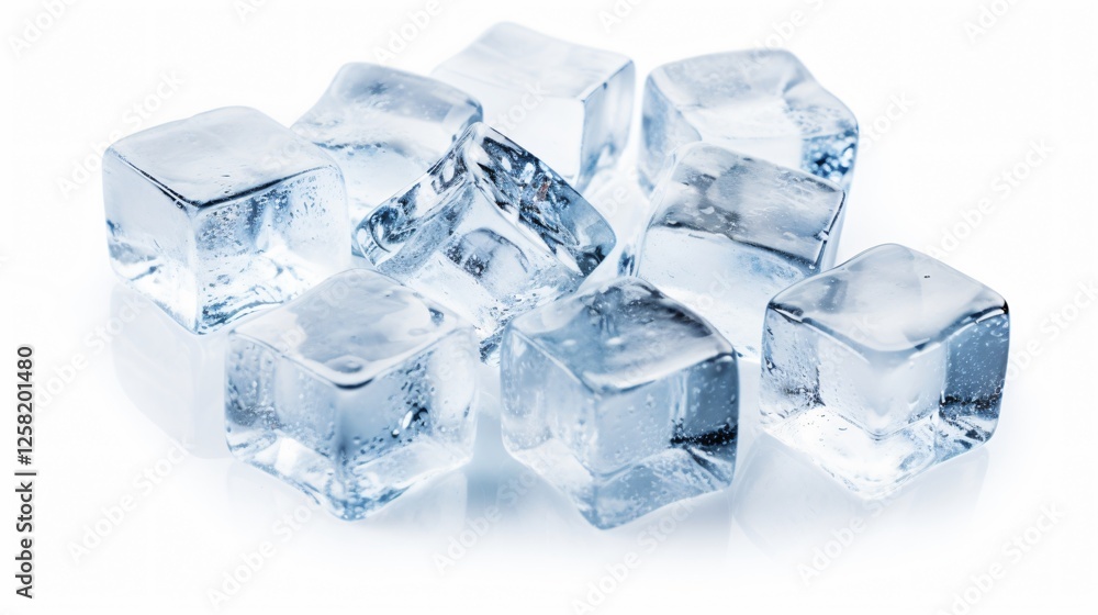Cut Ice Cubes Isolated on White Background Cut Ice Cubes Isolated on White Background