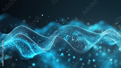 A captivating abstract illustration featuring luminous blue waves and particles, representing digital transformation and innovation in technology.