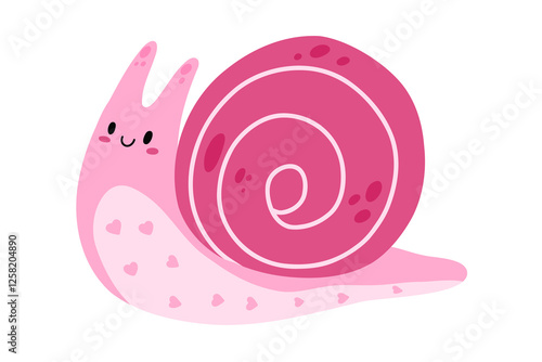 Snail. Cute hand drawn snail character. Children cartoon snail vector illustration isolated on a white background.