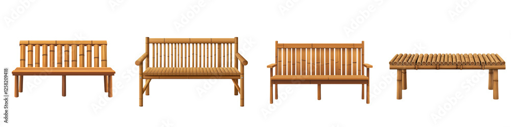 Collection of wooden benches in different designs styles and sizes for outdoor seating relaxation and home decor in gardens patios or yards Collection of wooden benches in different designs styles and sizes for outdoor seating relaxation and home decor in gardens patios or yards
