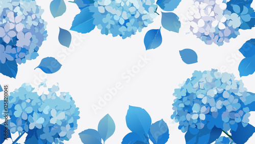 紫陽花の花のイラスト、コピースペース