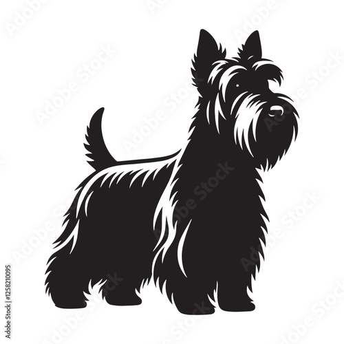 Detailed Scottish Terrier silhouette showcasing its well-known features - Scottish Terrier illustration - minimal Scottish Terrier vector - dog silhouette
