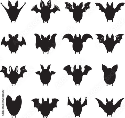 silhouette bat on transparent background, halloween bat, vector design and white background