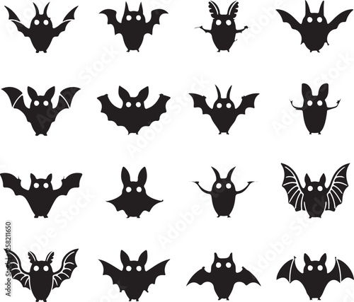 silhouette bat on transparent background, halloween bat, vector design and white background